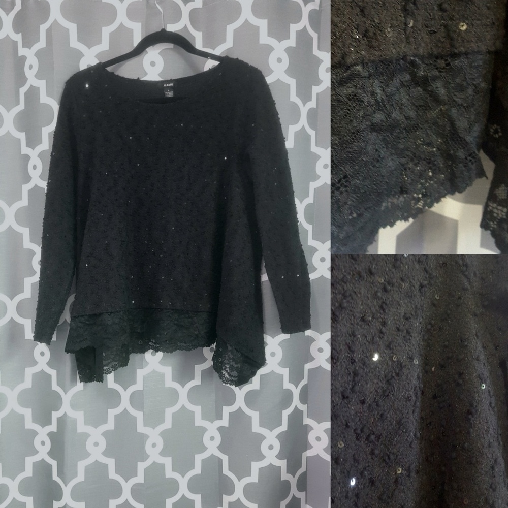Alfani Size large black sweater with sequins